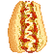 a pixelart double cheeseburger with a brioche bun. the cheese and sauce is dripping out of it!